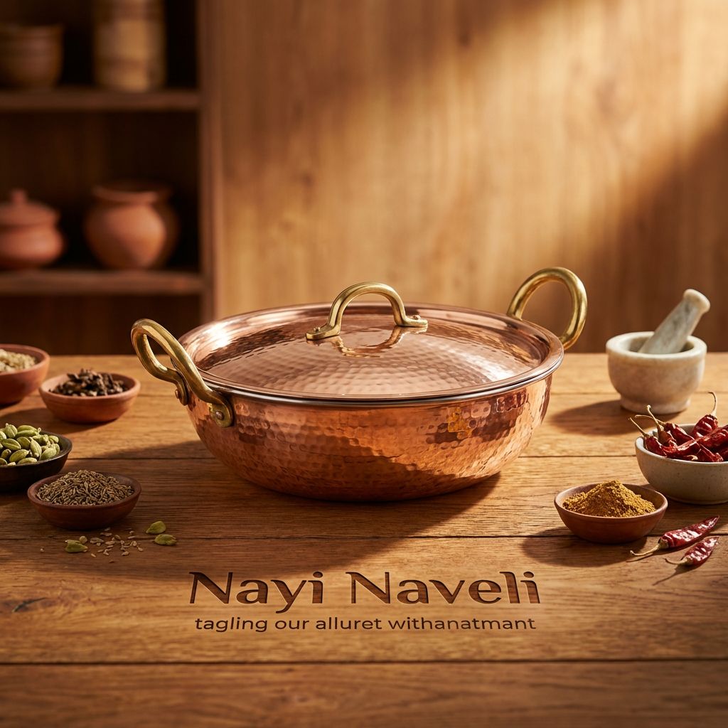 Hammered Copper Kadhai with Lid — photo 5