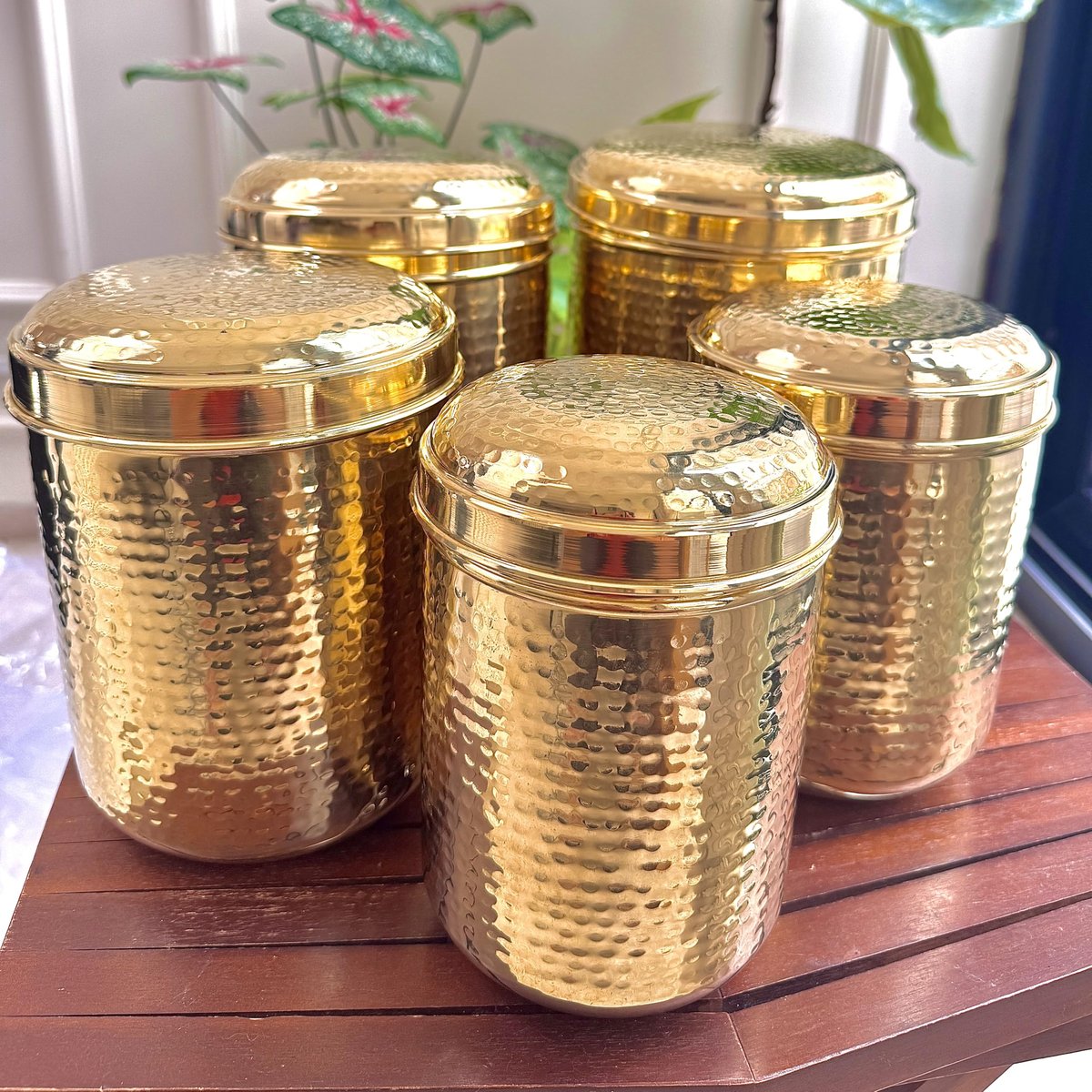 Hand-Hammered Brass Storage Containers (Set of 6), photo 4