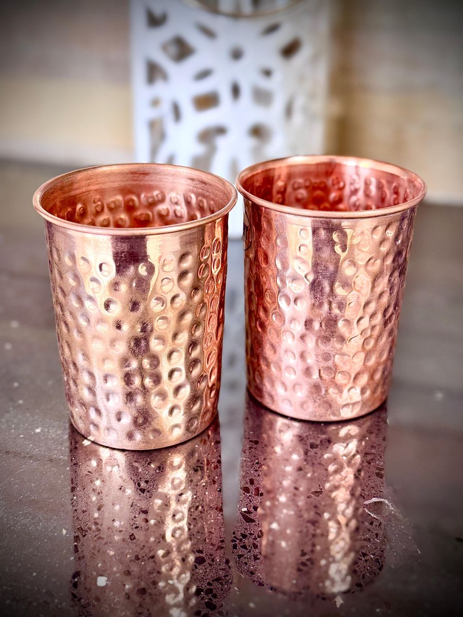 Hand-Hammered Copper Glass (Set of 2) — photo 2