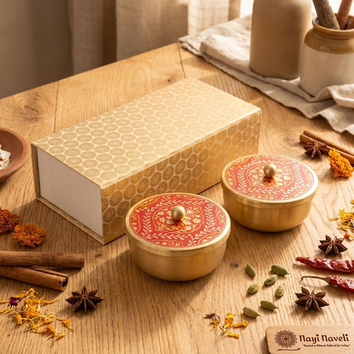 Hand-Painted Decoupage Brass Gift Collection