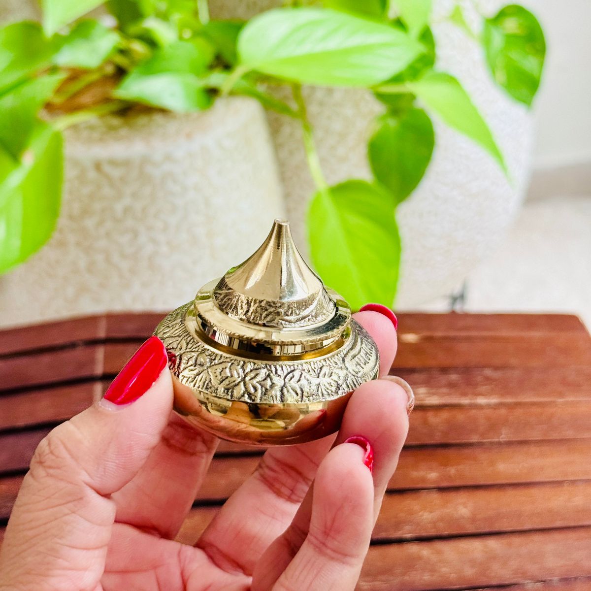 Handcrafted Brass Kumkum Dibbi — photo 2