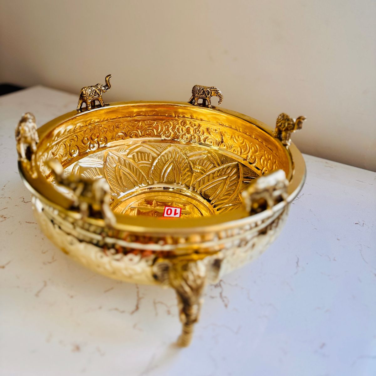 Premium Brass Elephant Urli Bowl — photo 4