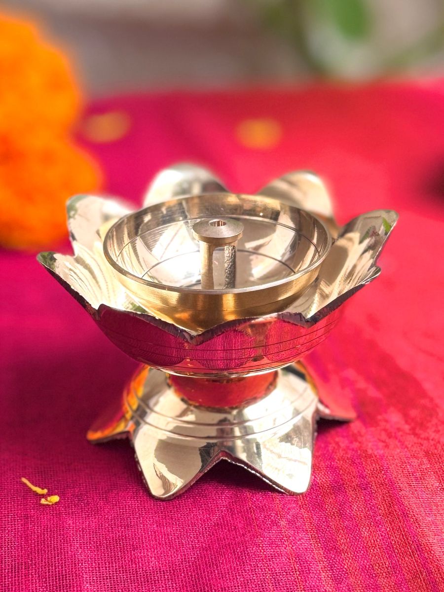 Premium Brass Lotus Diya — photo 3