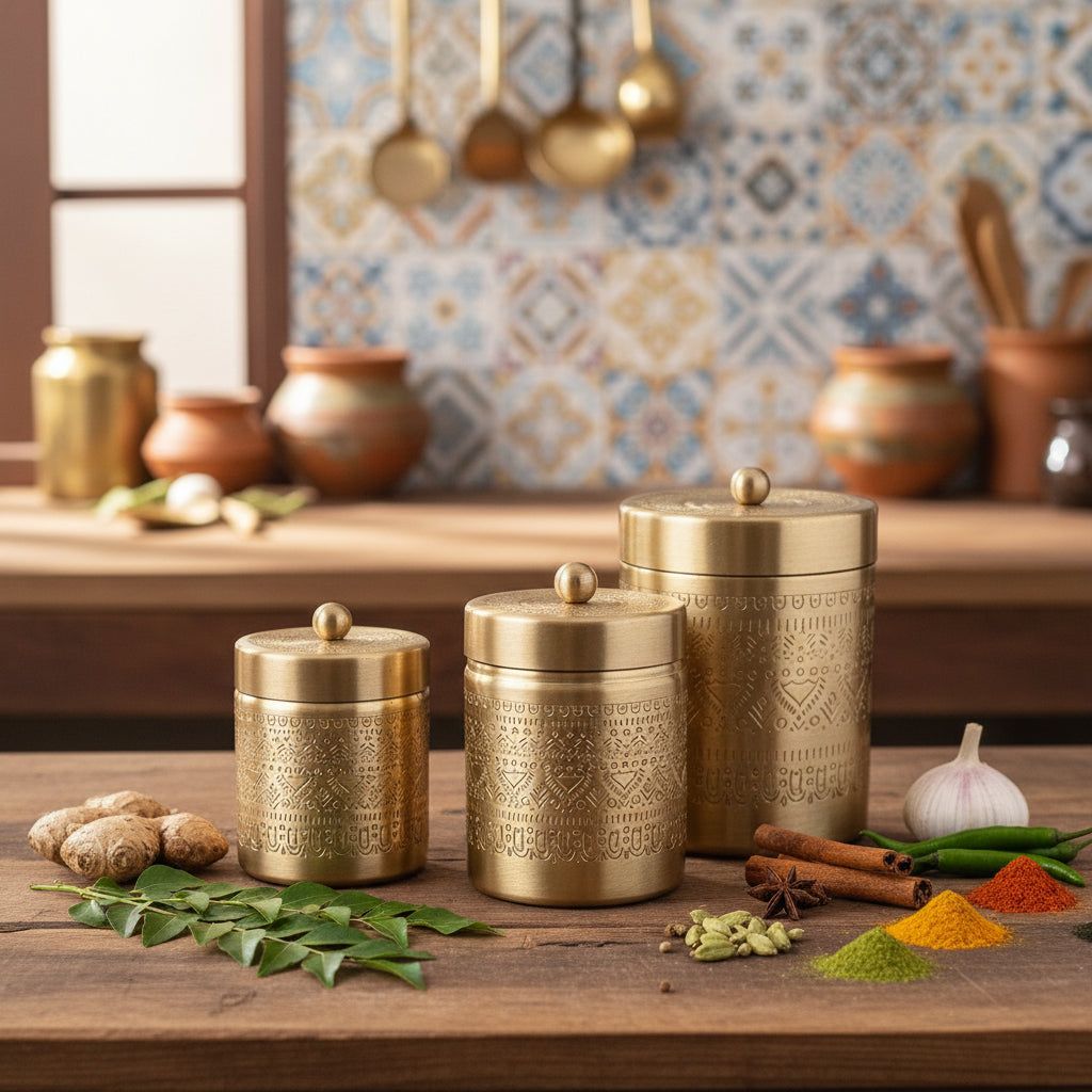 Premium Brass Storage Containers (Set of 3)