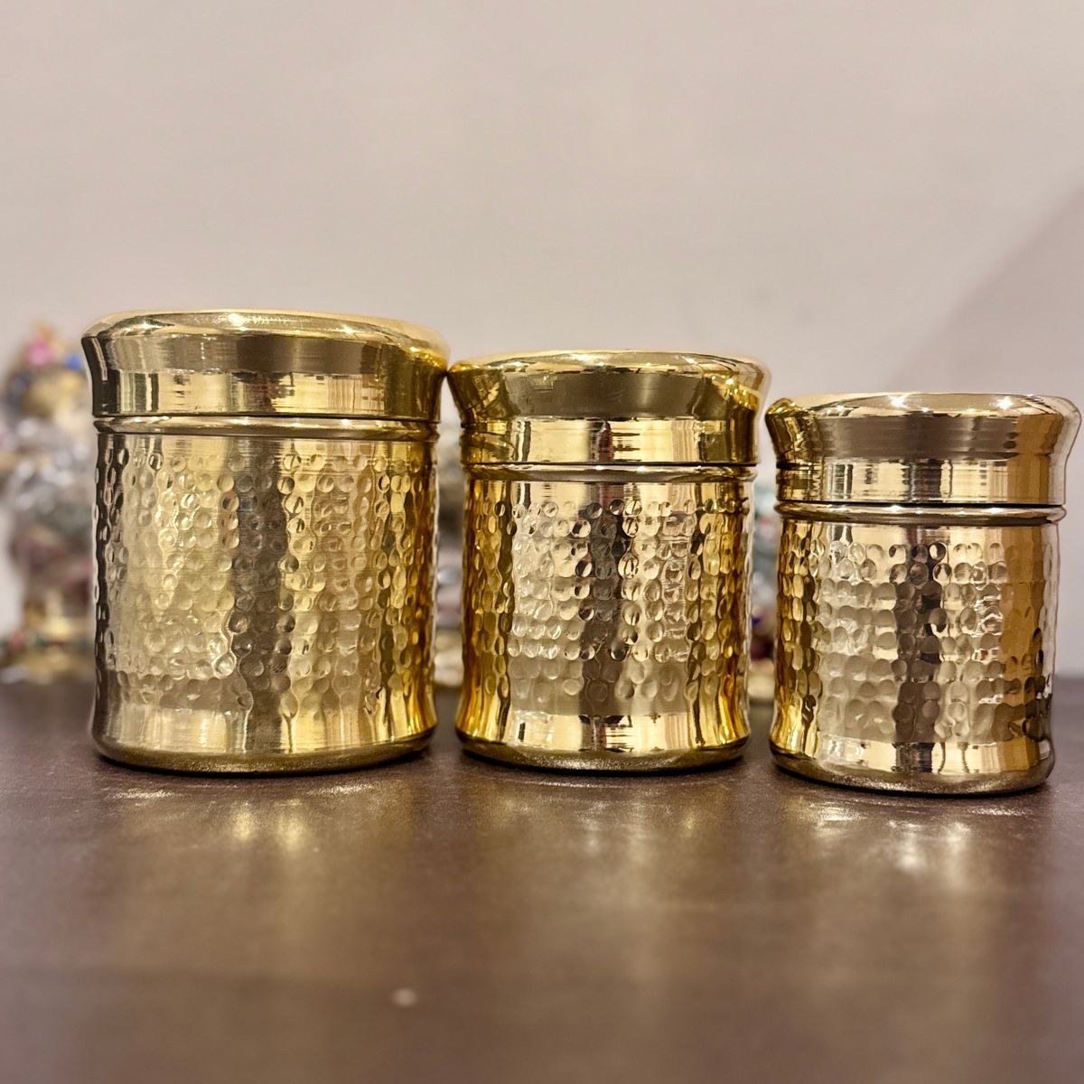 Premium Hammered Brass Container Set of 3 — photo 3