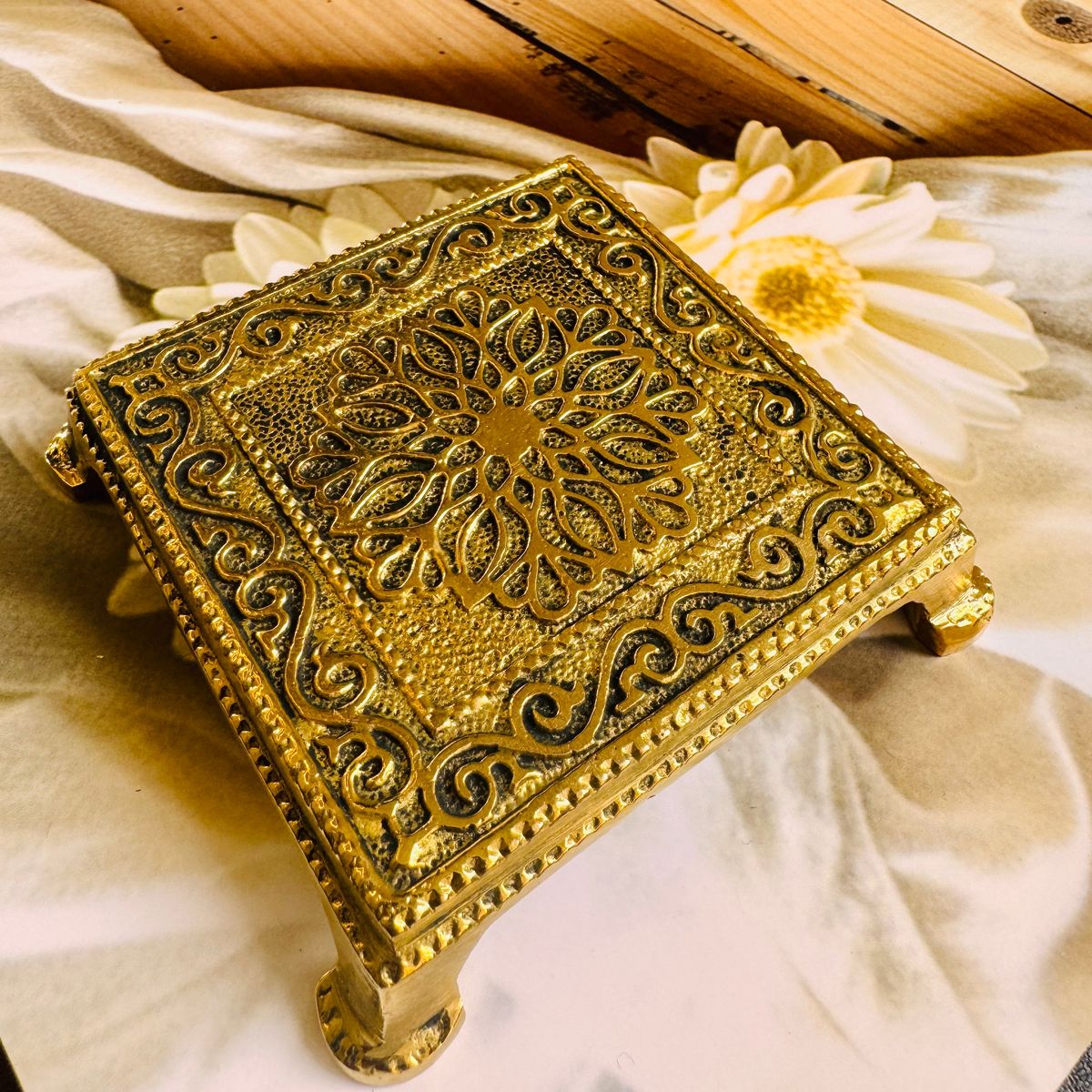 Premium Pure Brass Asana Chowki