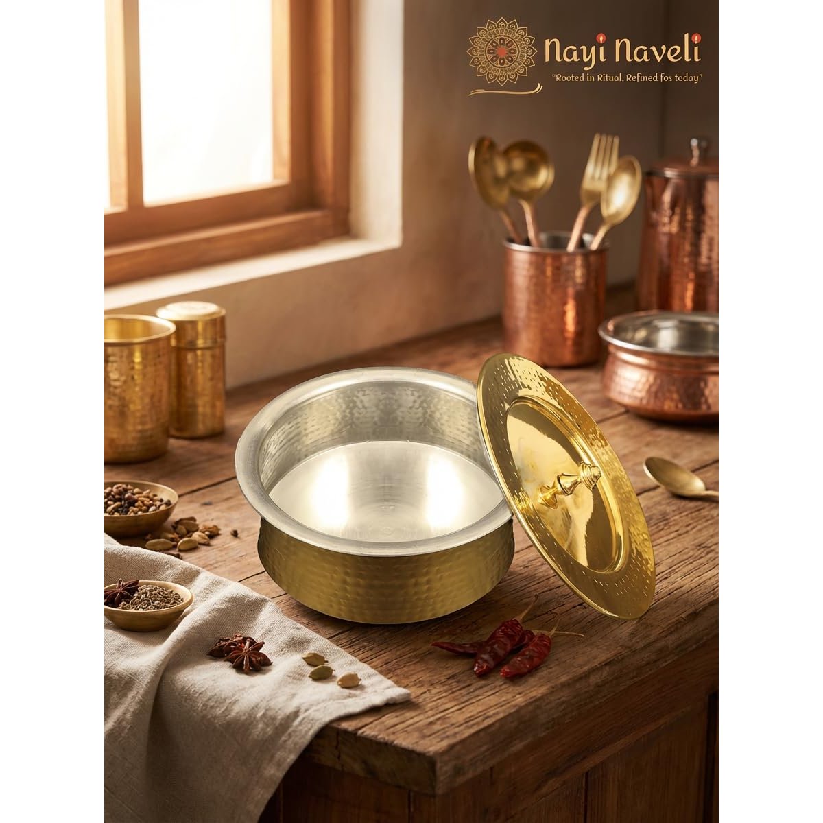 Pure Brass Lagan Handi with Lid, photo 4