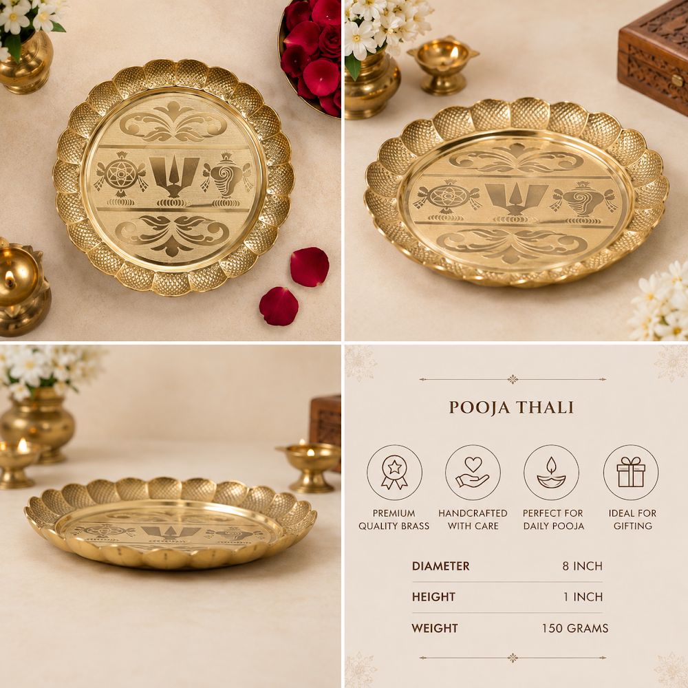 Shanku Chakra Diamond Plate Thali (8 Inch)