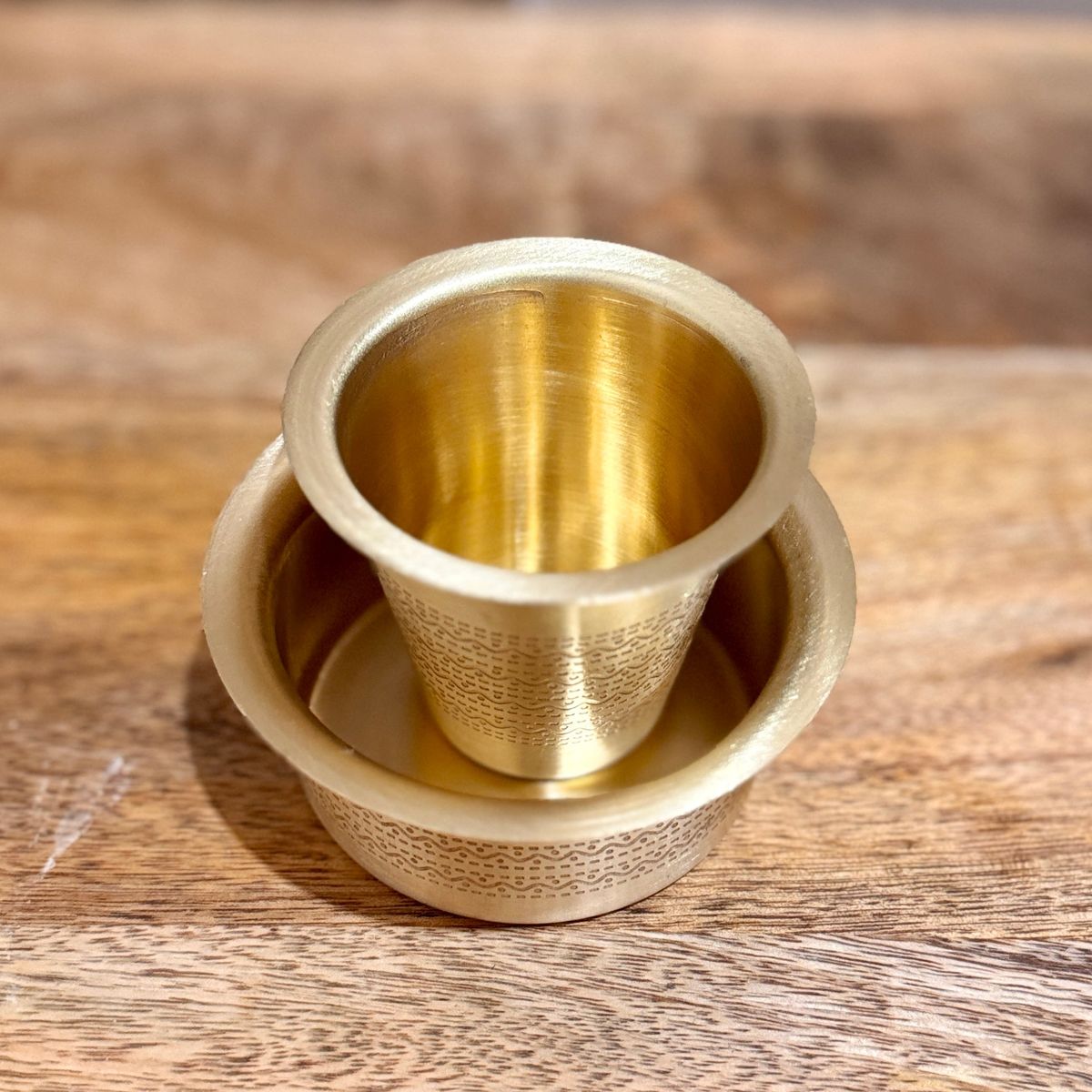 South Indian Brass Filter Coffee Davara Tumbler Set — photo 3