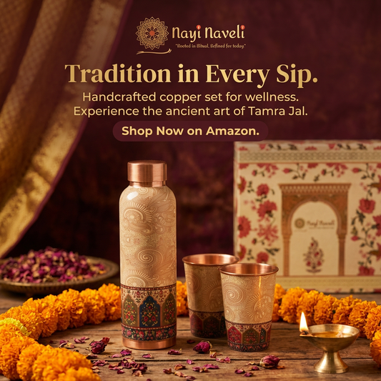 Premium Copper Water Bottle & Glasses Set (1 Litre)