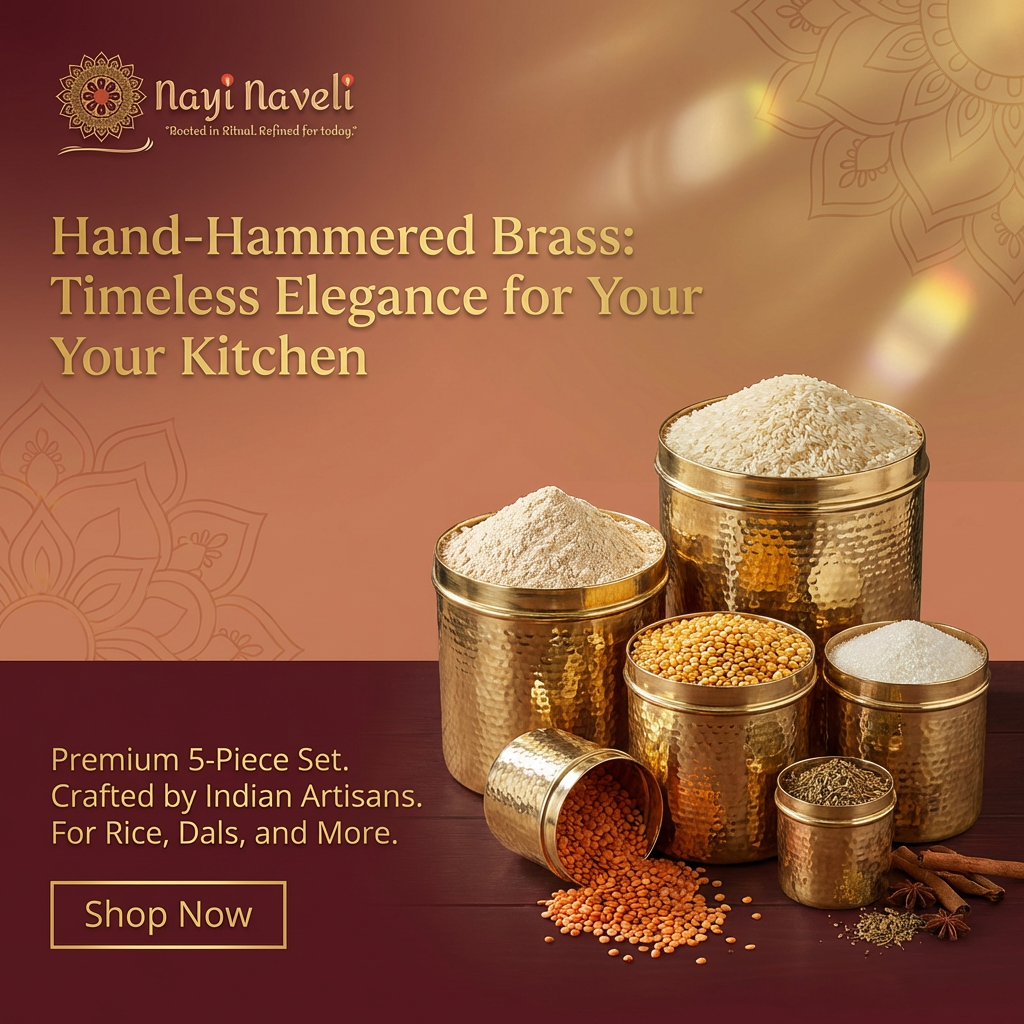 Premium Hand-Hammered Brass Container – 5 Pieces (800g to 4kg Capacity)