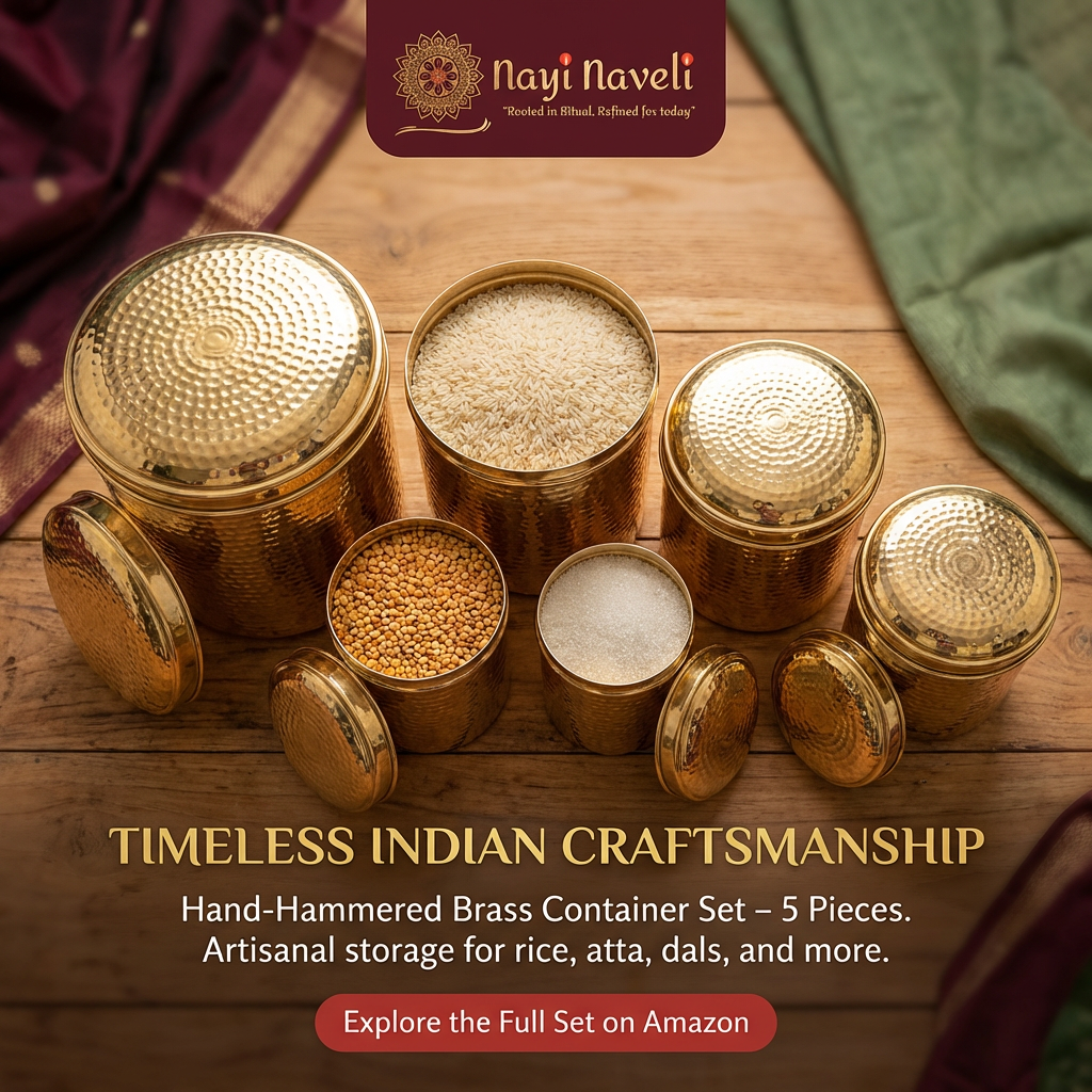Premium Hand-Hammered Brass Container – 5 Pieces (800g to 4kg Capacity)