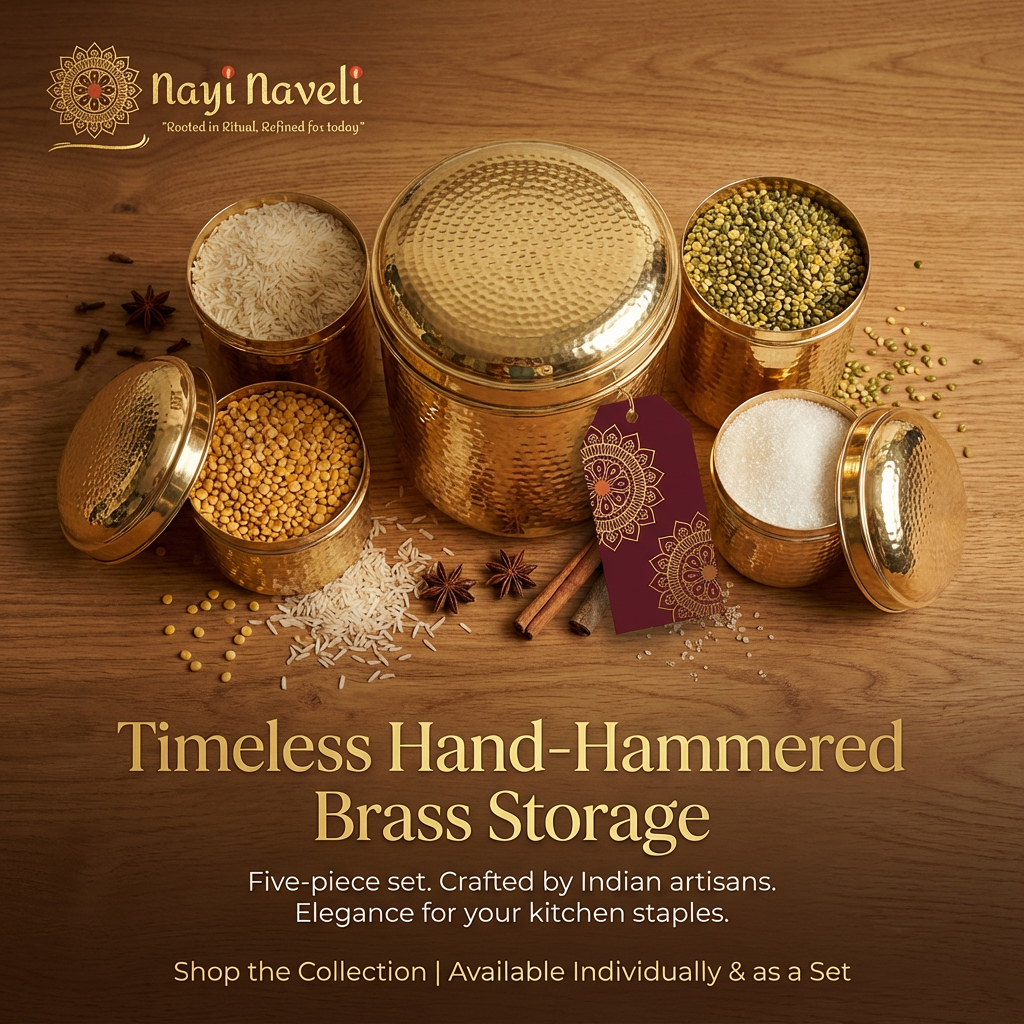 Premium Hand-Hammered Brass Container – 5 Pieces (800g to 4kg Capacity)