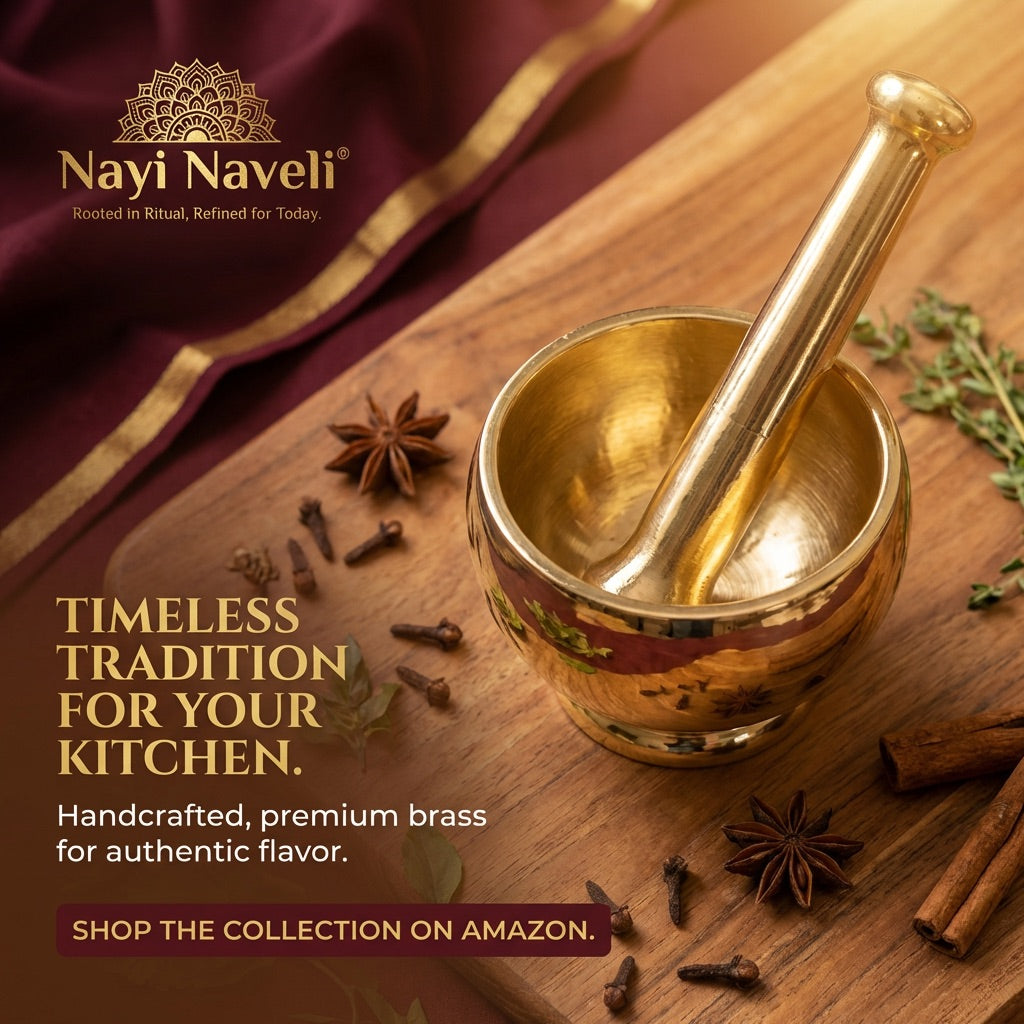 Premium Brass Mortar & Pestle | Handcrafted | Made in India