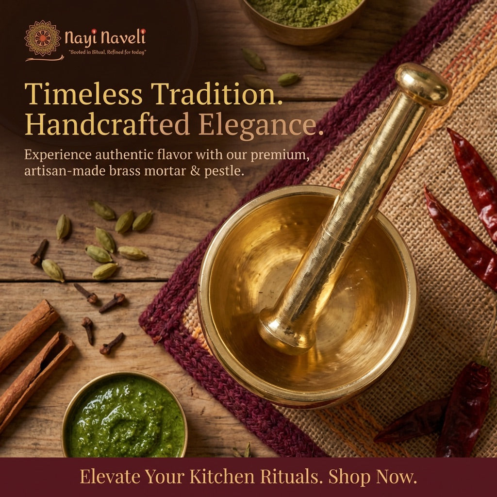 Premium Brass Mortar & Pestle | Handcrafted | Made in India