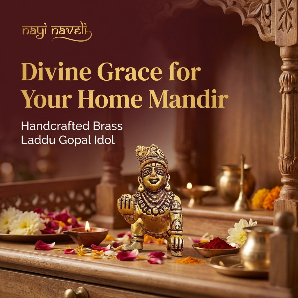 Premium Brass Laddu Gopal Idol – Divine Grace for Your Home Mandir