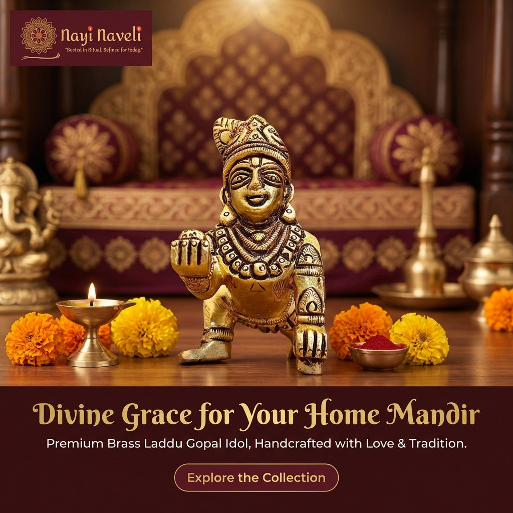 Premium Brass Laddu Gopal Idol – Divine Grace for Your Home Mandir