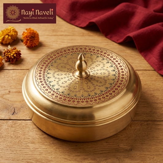 Premium Brass Roti Dabba with Handcrafted Lid