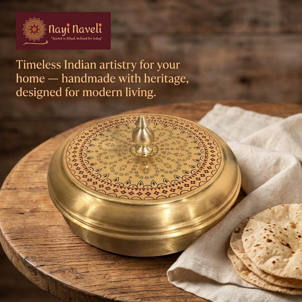 Premium Brass Roti Dabba with Handcrafted Lid
