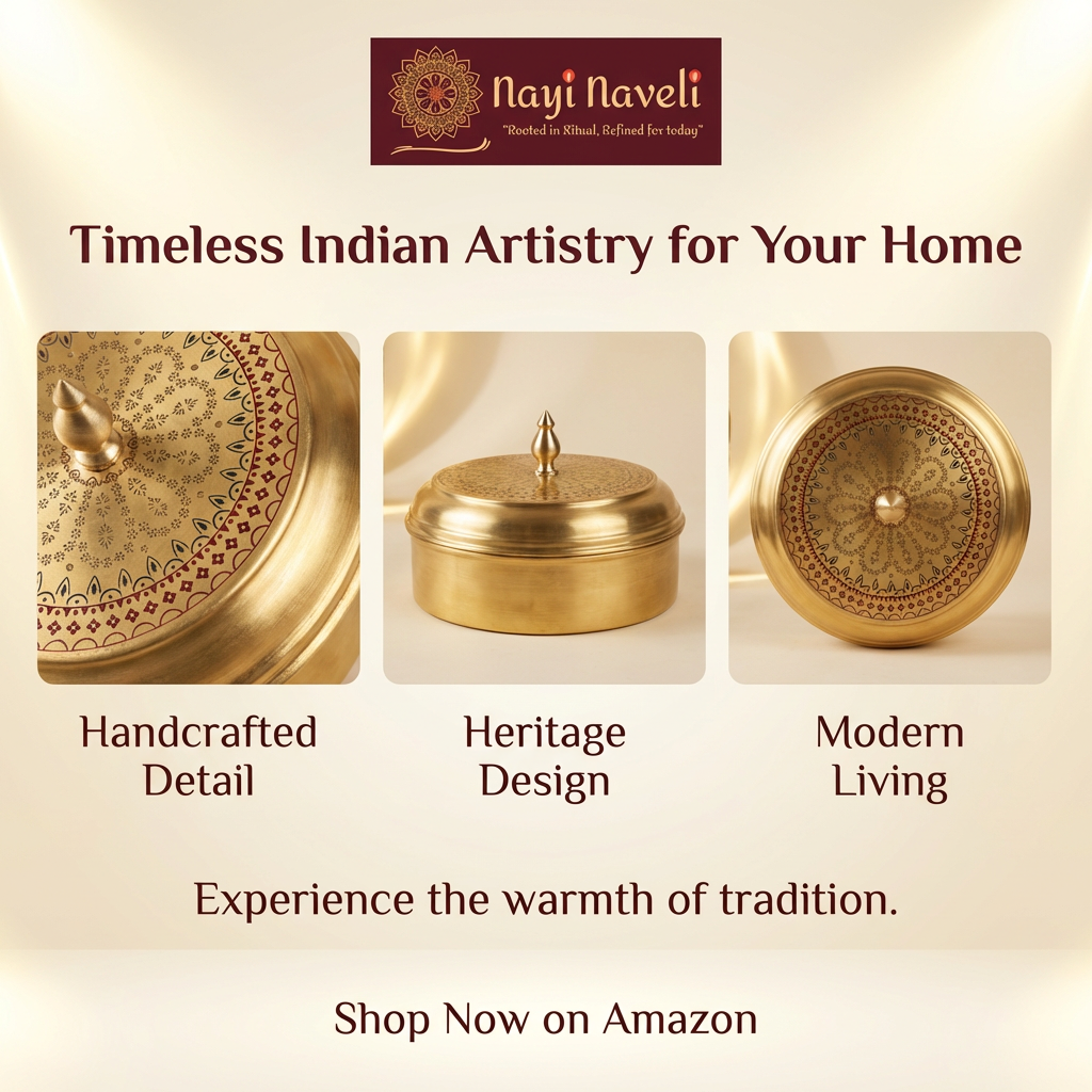 Premium Brass Roti Dabba with Handcrafted Lid