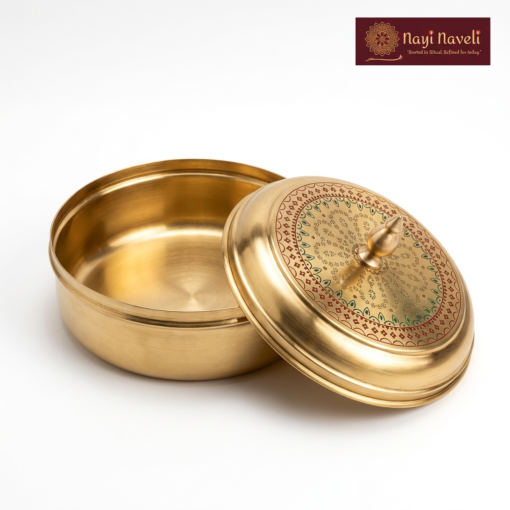 Premium Brass Roti Dabba with Handcrafted Lid