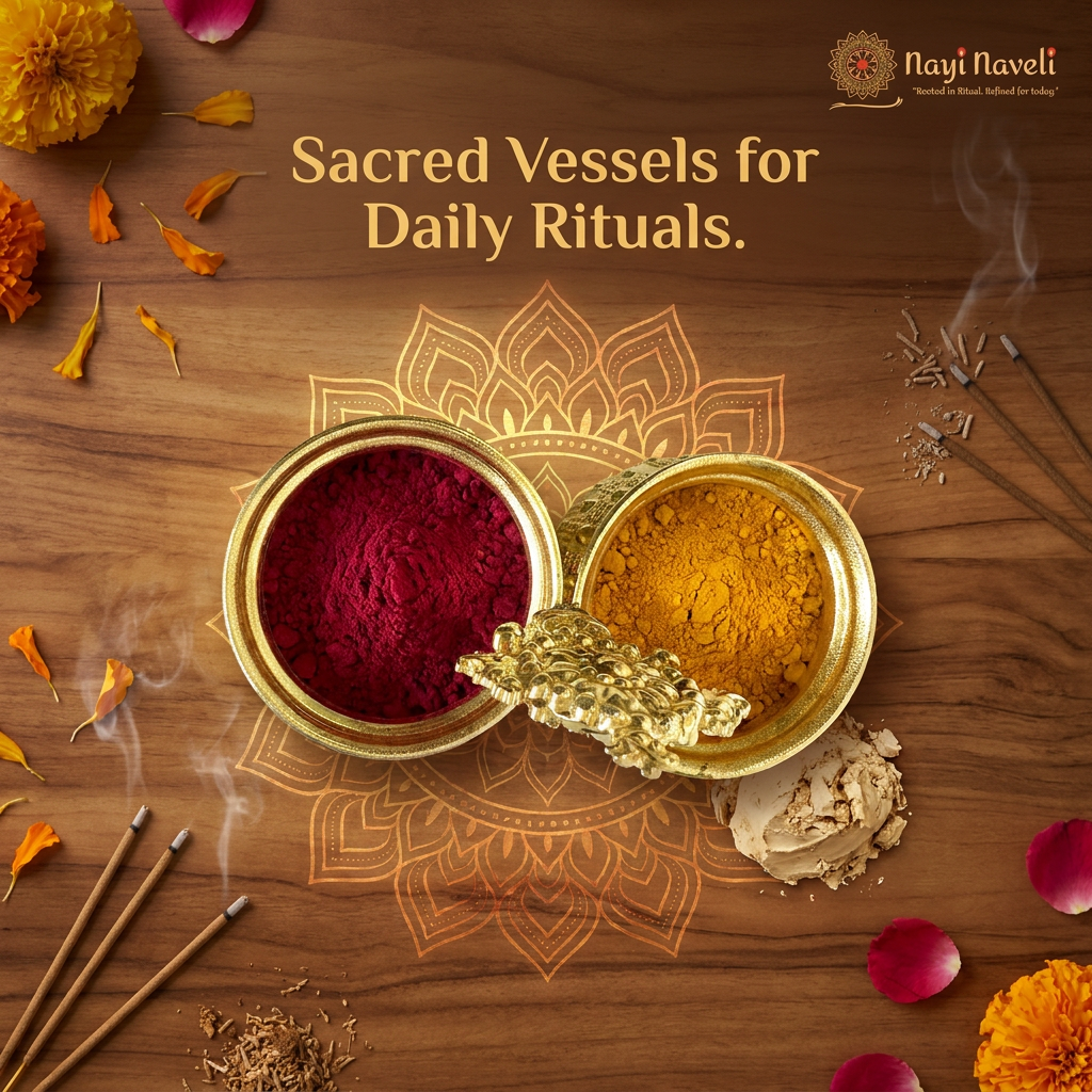 Nayi Naveli Brass Shanku Chakra Chowpala | Traditional Pooja Return Gift for Weddings & Ceremonies