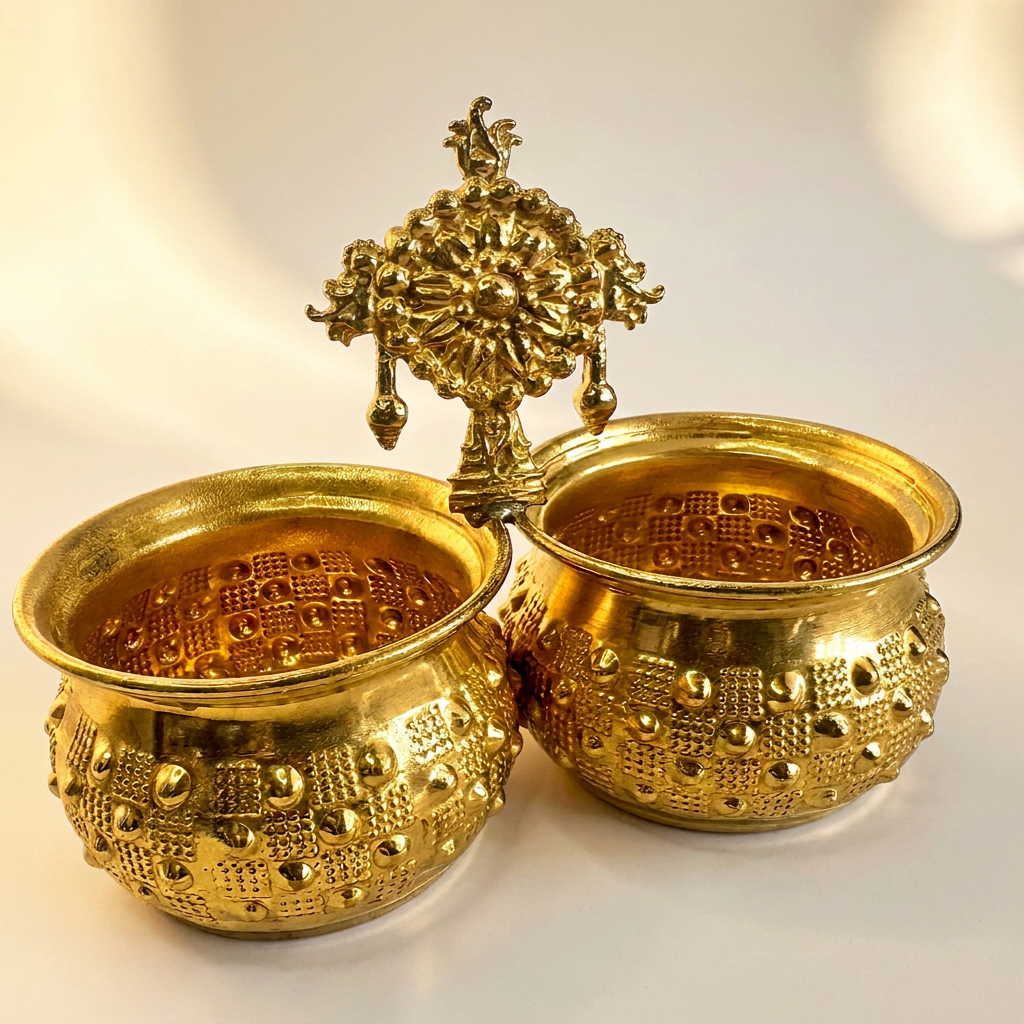 Nayi Naveli Brass Shanku Chakra Chowpala | Traditional Pooja Return Gift for Weddings & Ceremonies