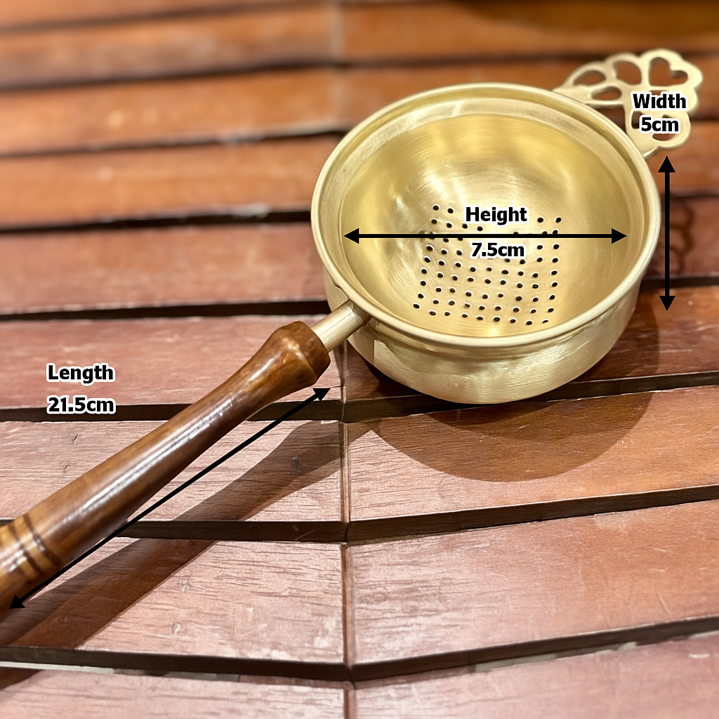 Pure Brass Tea Strainer with Bowl