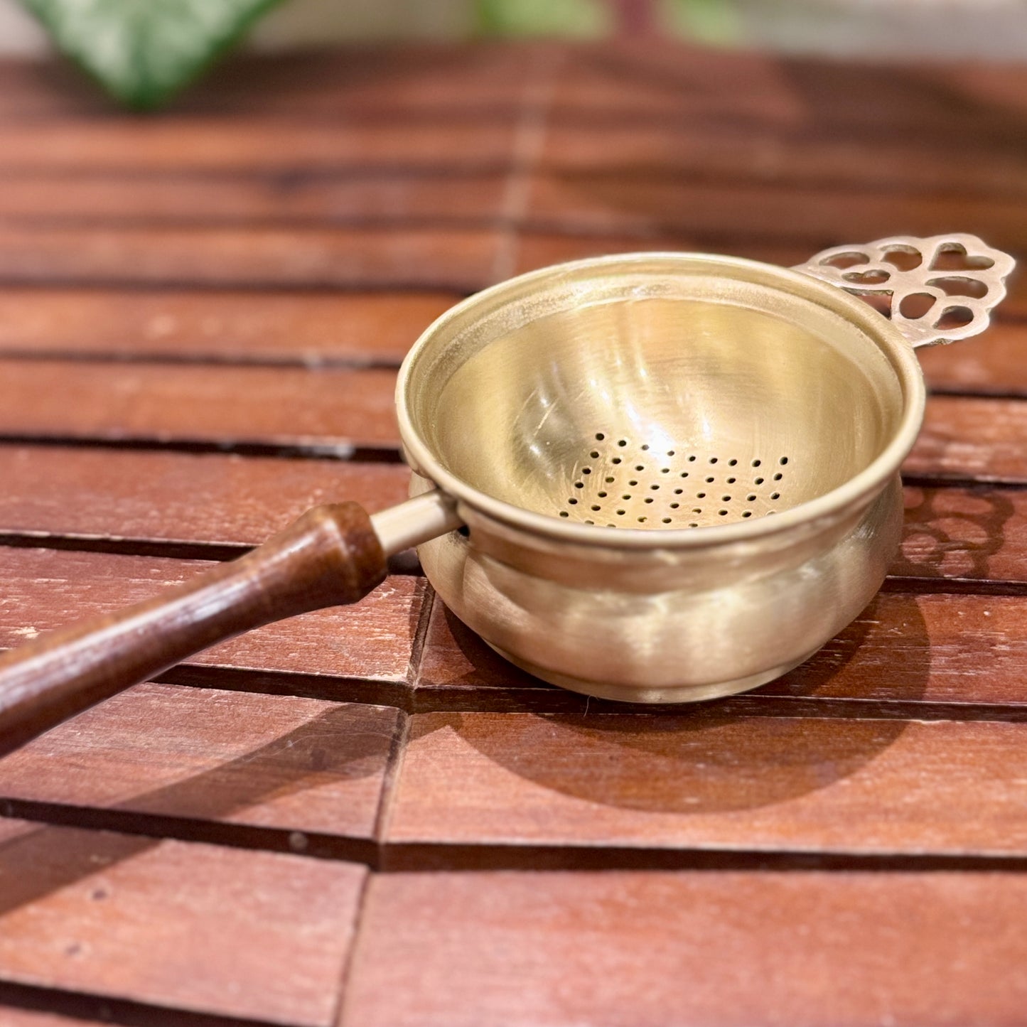 Pure Brass Tea Strainer with Bowl