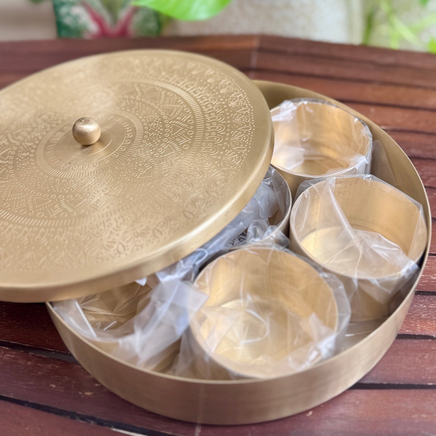 Mandala Design Premium Brass Masala Box – Made in India