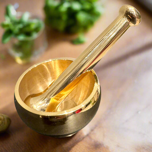 Premium Brass Mortar & Pestle | Handcrafted | Made in India
