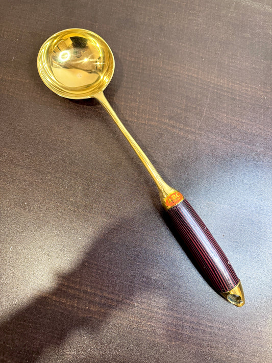 Premium Brass Serving Cooking Spoon and Ladle Set Wooden Handle – 13 Inch | Made in India