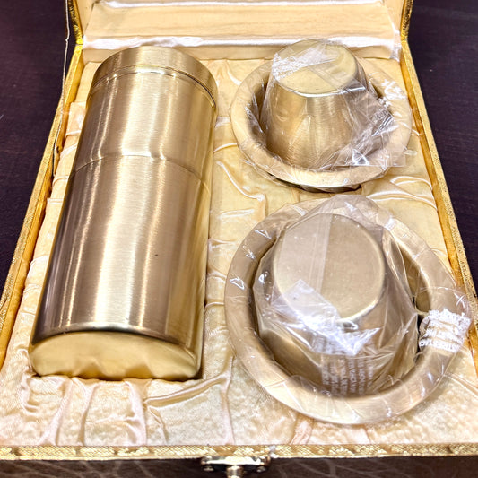Premium Pure Brass South Indian Coffee Filter & Dabara Set – Golden Gift Box Edition