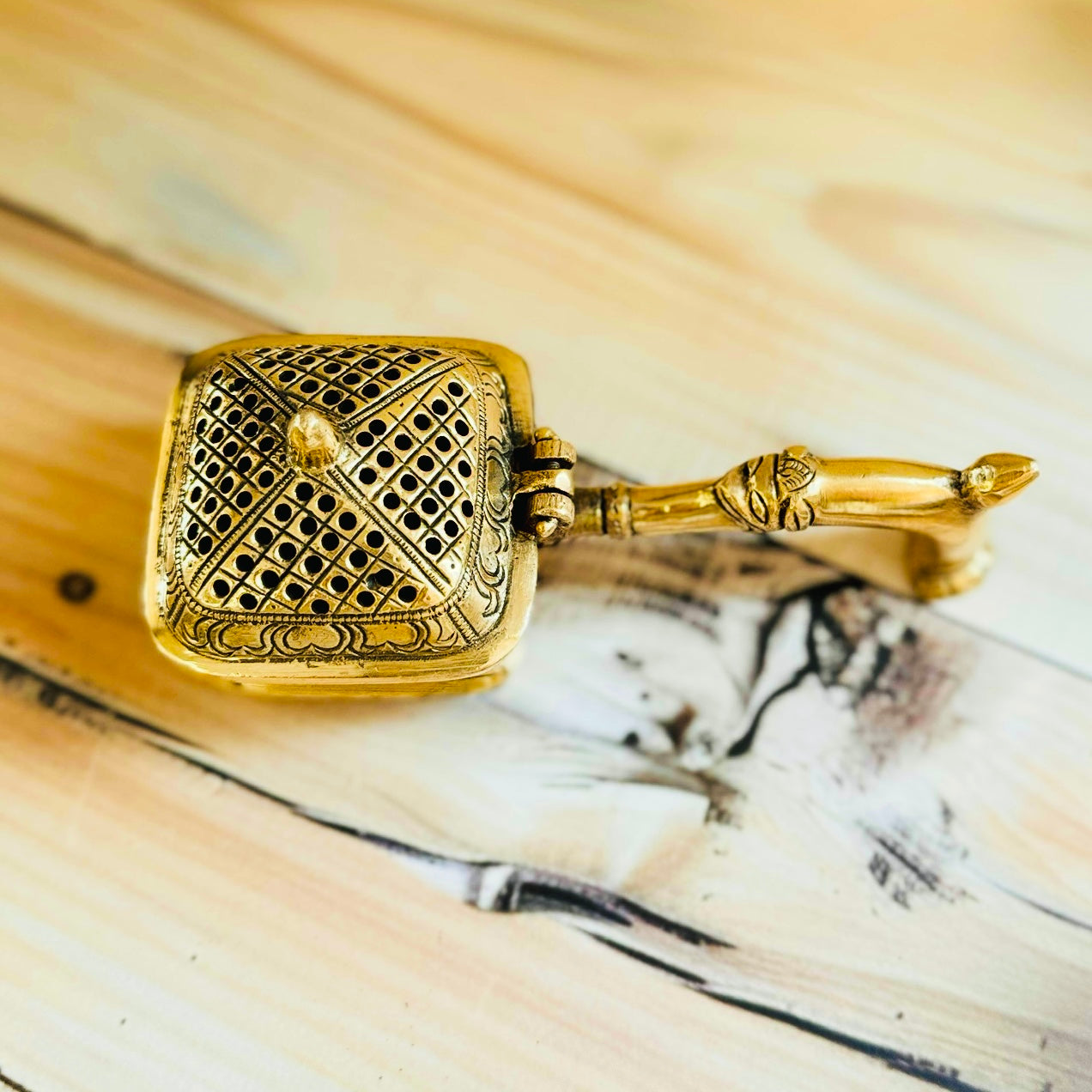 Premium Heavy Brass Dhoop Burner with Peacock & Turtle Design