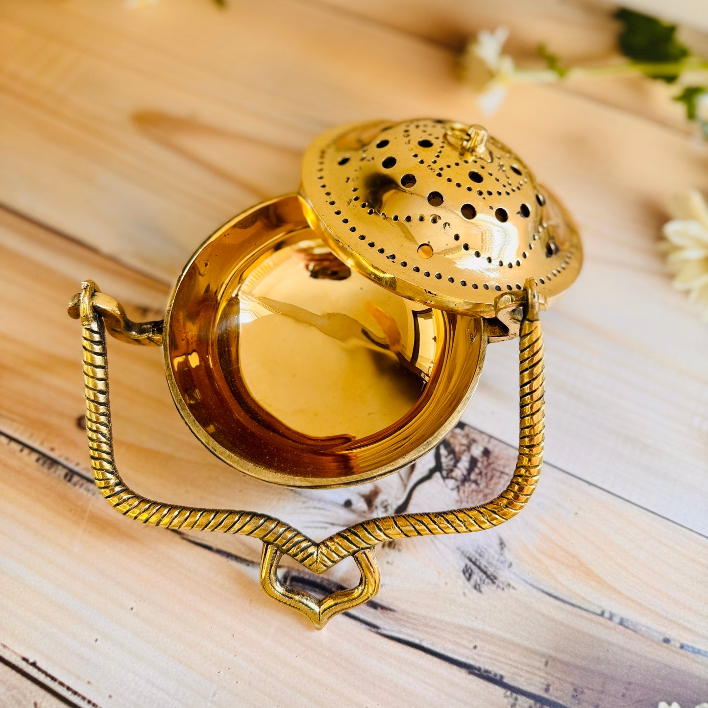 Premium Heavy Brass Dhoop Burner with Peacock & Turtle Design