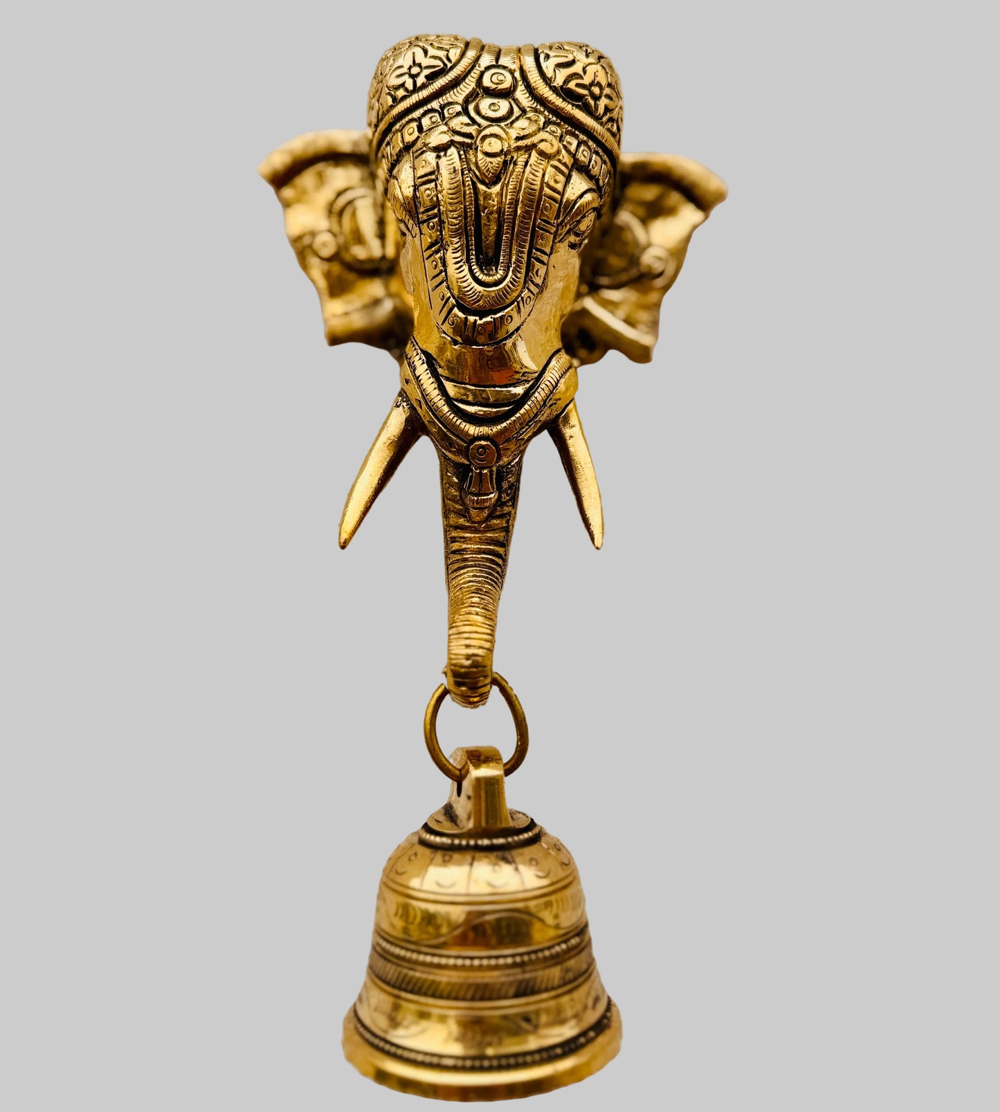 Beautiful Elephant Face Door Knocker with Brass Bell – Traditional Door & Wall Decor