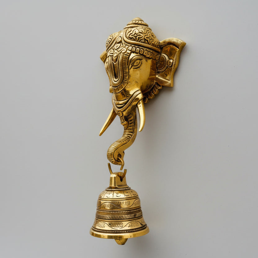 Beautiful Elephant Face Door Knocker with Brass Bell – Traditional Door & Wall Decor