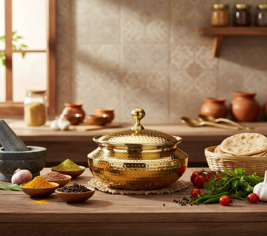 Brass Degchi/Patili with Lid – Premium Brass Degchi for Traditional Cooking