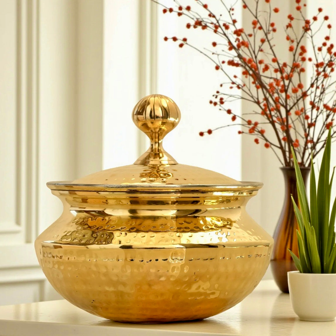 Brass Degchi/Patili with Lid – Premium Brass Degchi for Traditional Cooking