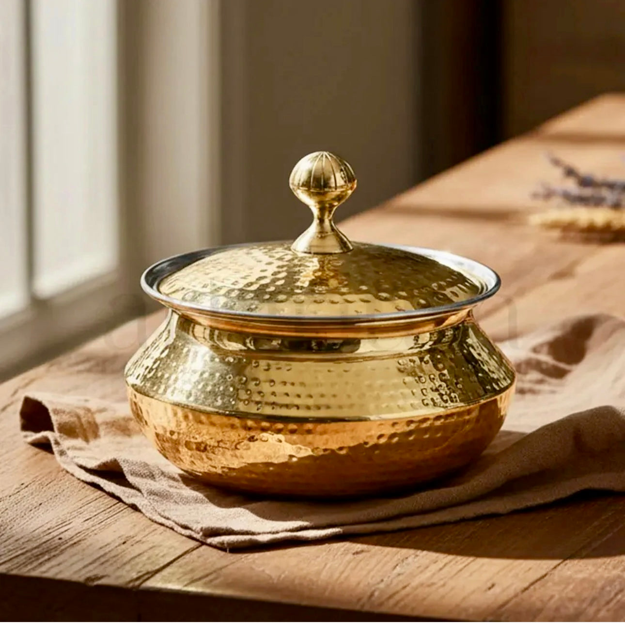 Brass Degchi/Patili with Lid – Premium Brass Degchi for Traditional Cooking