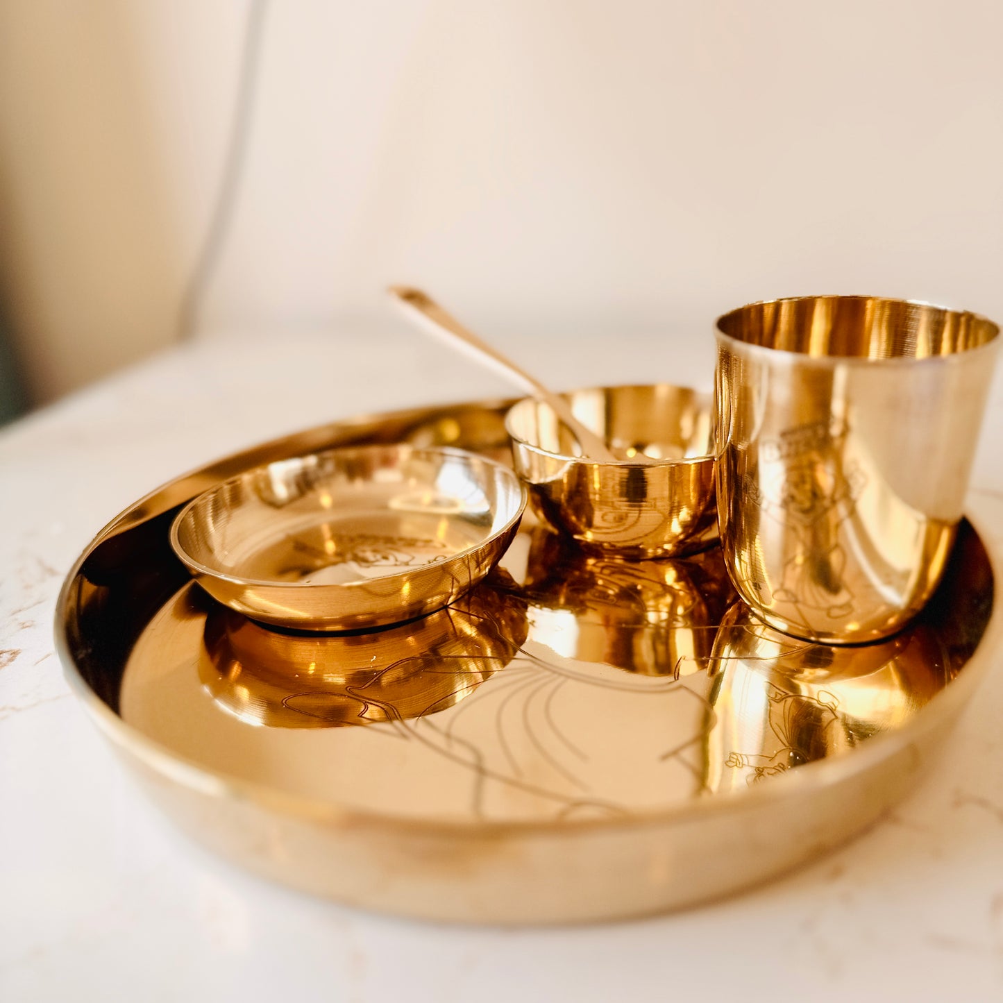 Premium Bronze Baby Thali Set (Two Elegant Designs)
