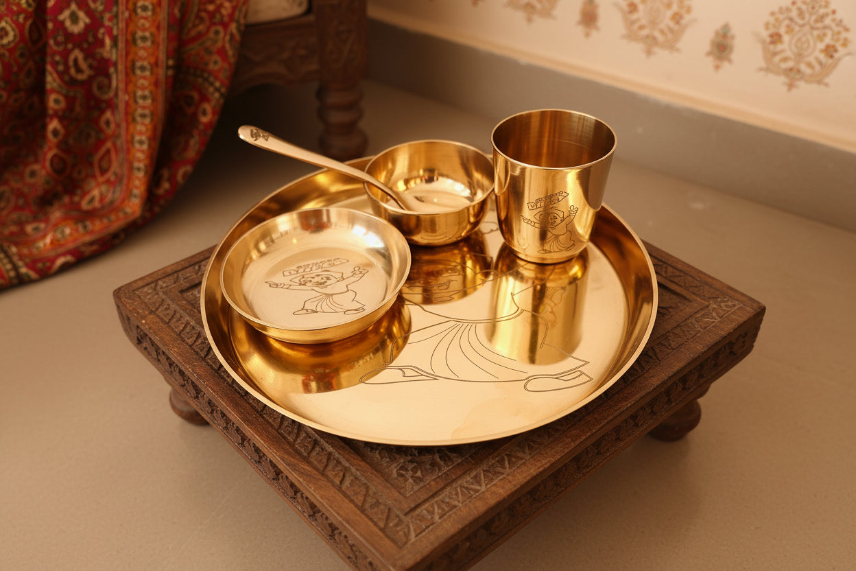 Premium Bronze Baby Thali Set (Two Elegant Designs)