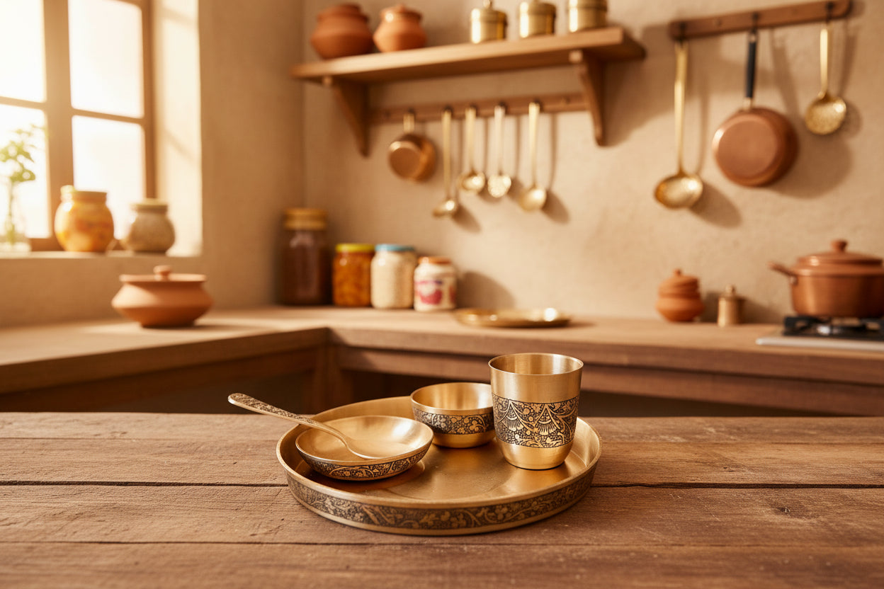 Premium Bronze Baby Thali Set (Two Elegant Designs)