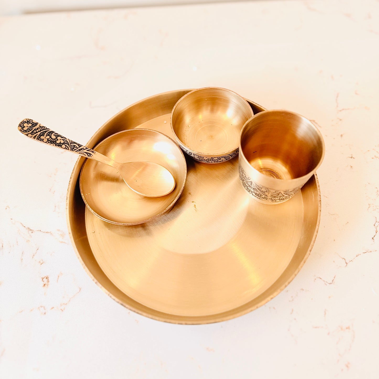 Premium Bronze Baby Thali Set (Two Elegant Designs)