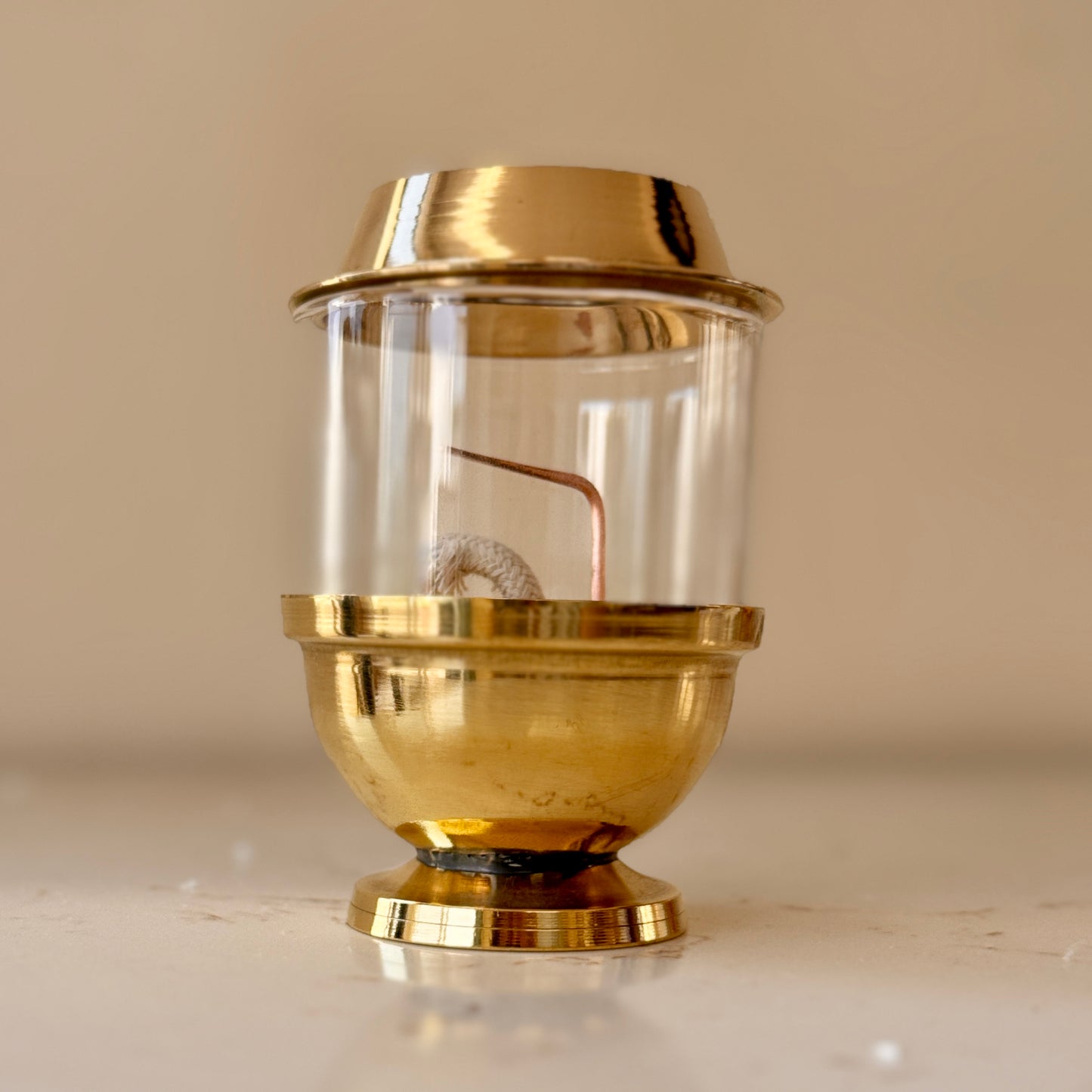 Premium Akhand Brass & Glass Diya