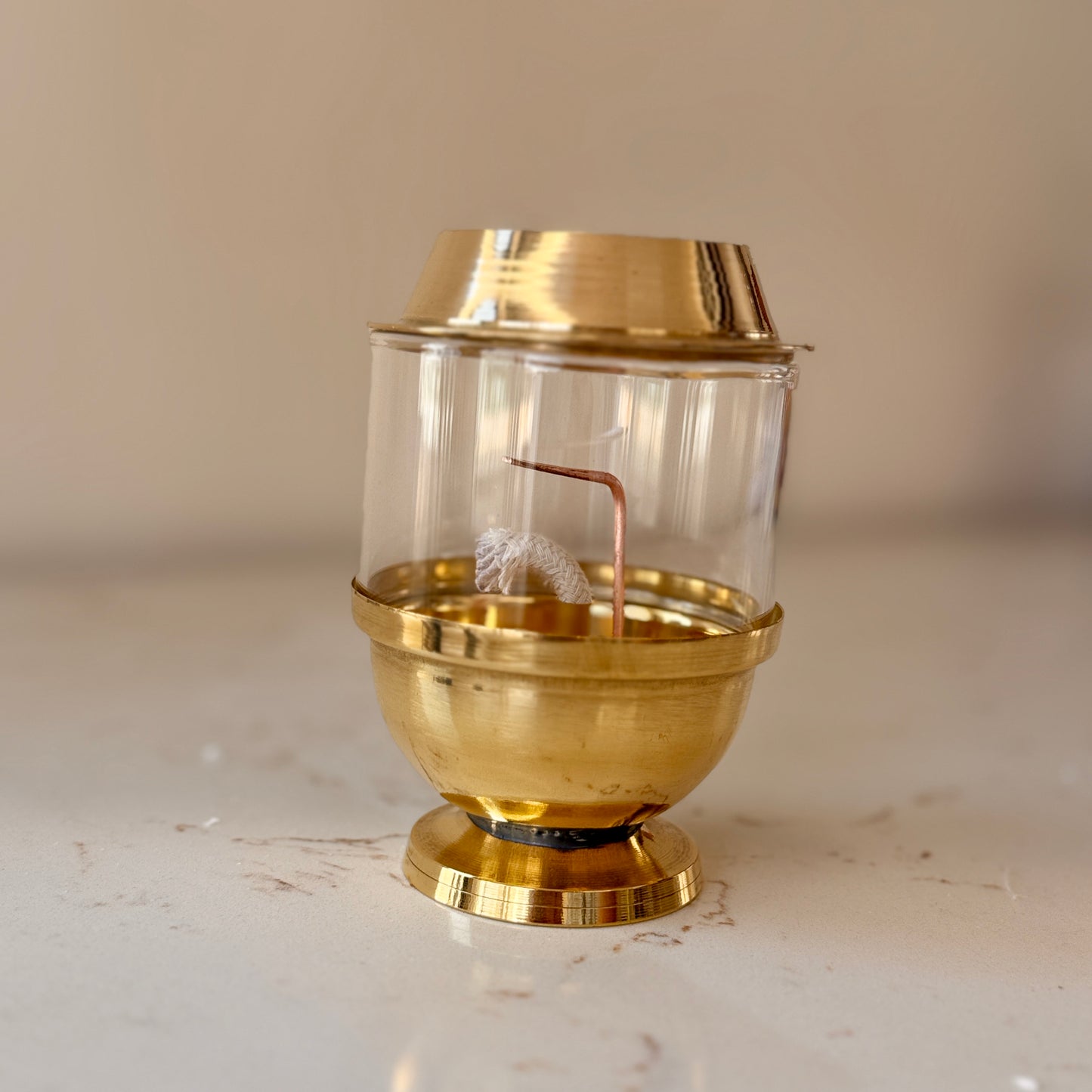 Premium Akhand Brass & Glass Diya