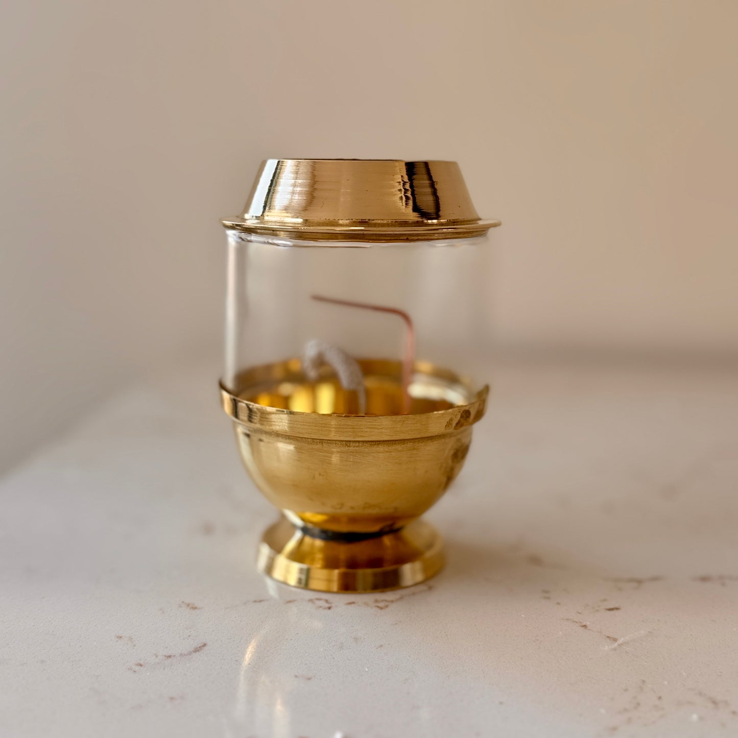 Premium Akhand Brass & Glass Diya