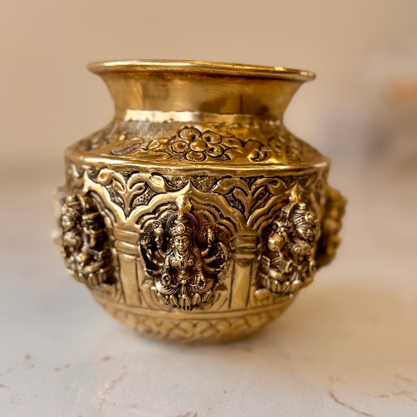 Premium Pure Brass Kalash / Lota (Handcrafted & Intricately Detailed)