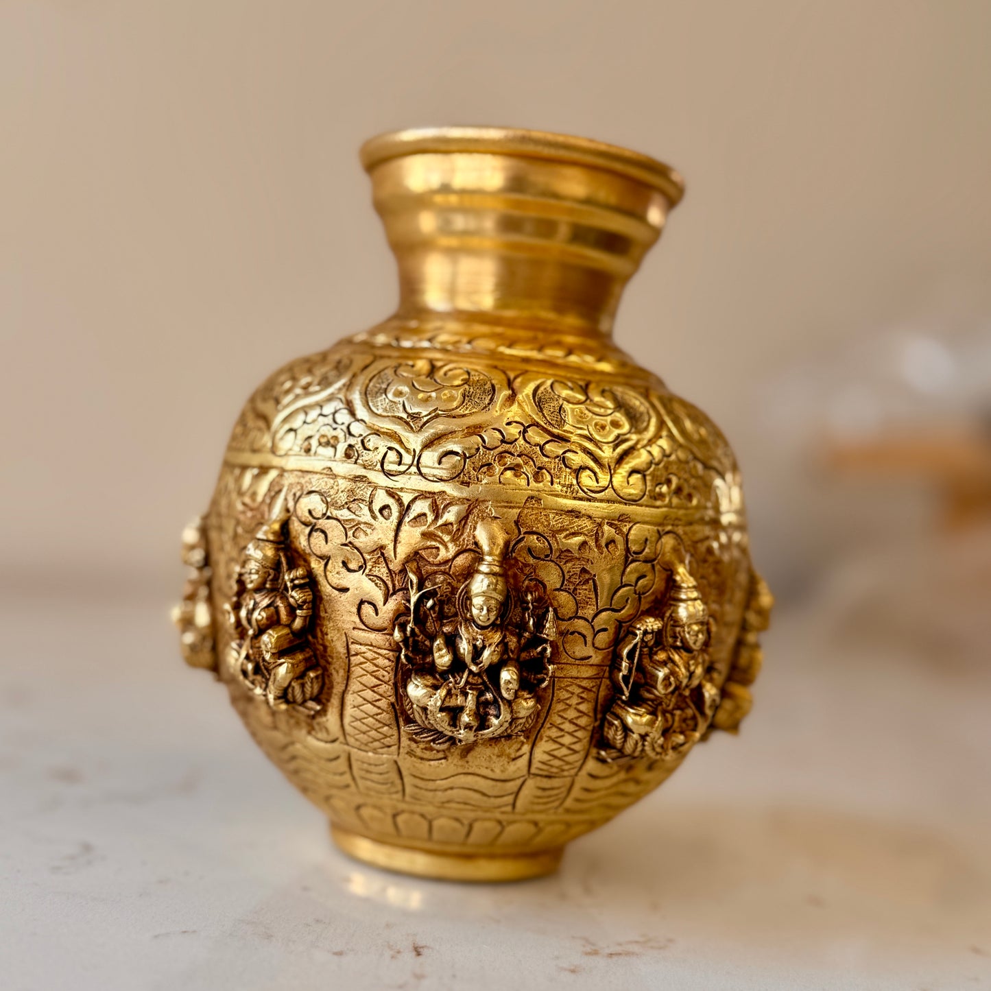 Premium Pure Brass Kalash / Lota (Handcrafted & Intricately Detailed)