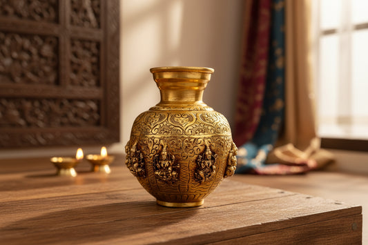 Premium Pure Brass Kalash / Lota (Handcrafted & Intricately Detailed)